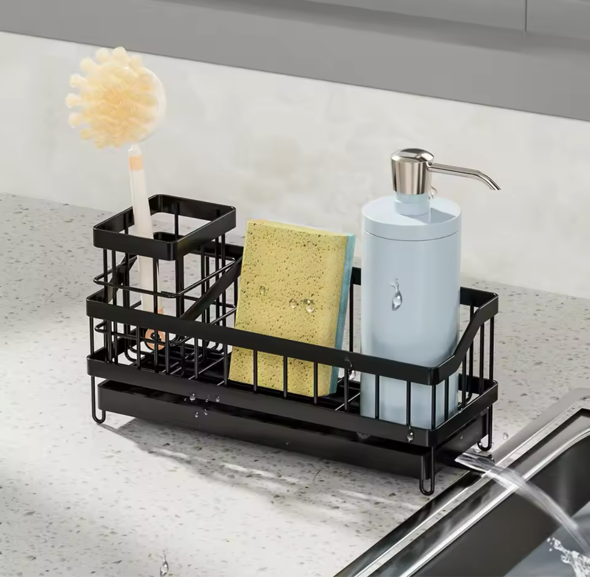 1PC,Kitchen Sink  Organizer, Rustproof Non-Slip Soap Dish Dispenser Brush, Sponge Holder For Kitchen Sink, Kitchen Organization