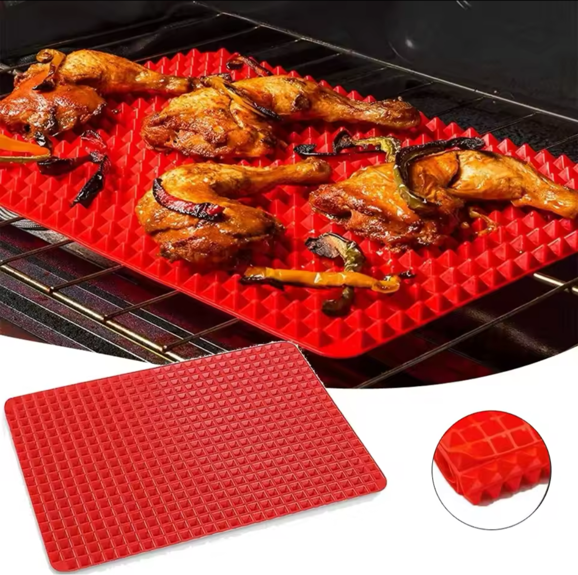 Non-Stick Silicone Pyramid Cooking Mat Baking Mat With Grid Versatile Oven BBQ Cooking Mat Heat-Resistant Mat Kitchen Tools Kitchen Gadgets