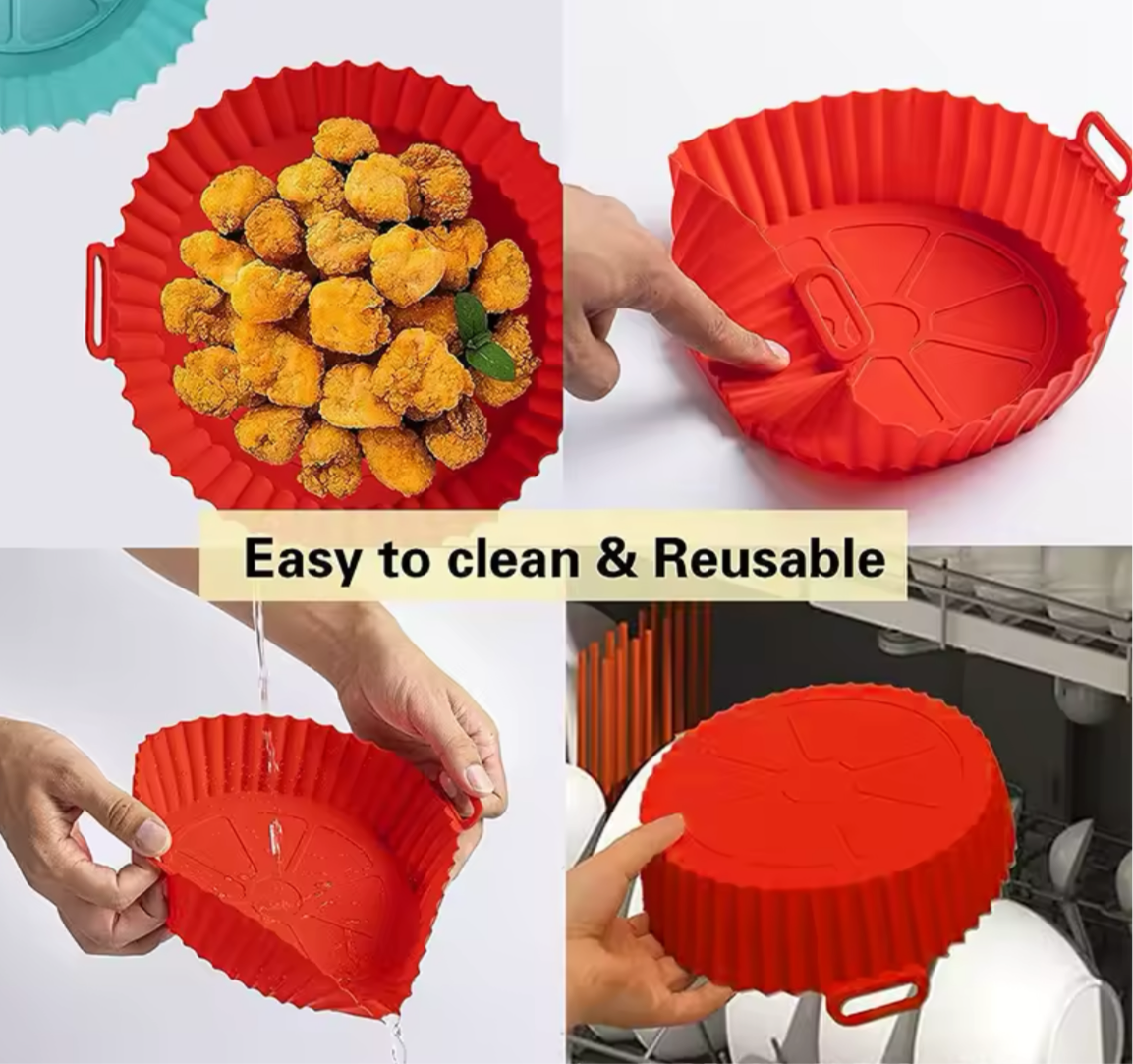 Air Fryer Silicone Liners Air Fryer Silicone Pot Reusable Silicone Air Fryer Liners Food Safe Non Stick Air-Fryer Accessories