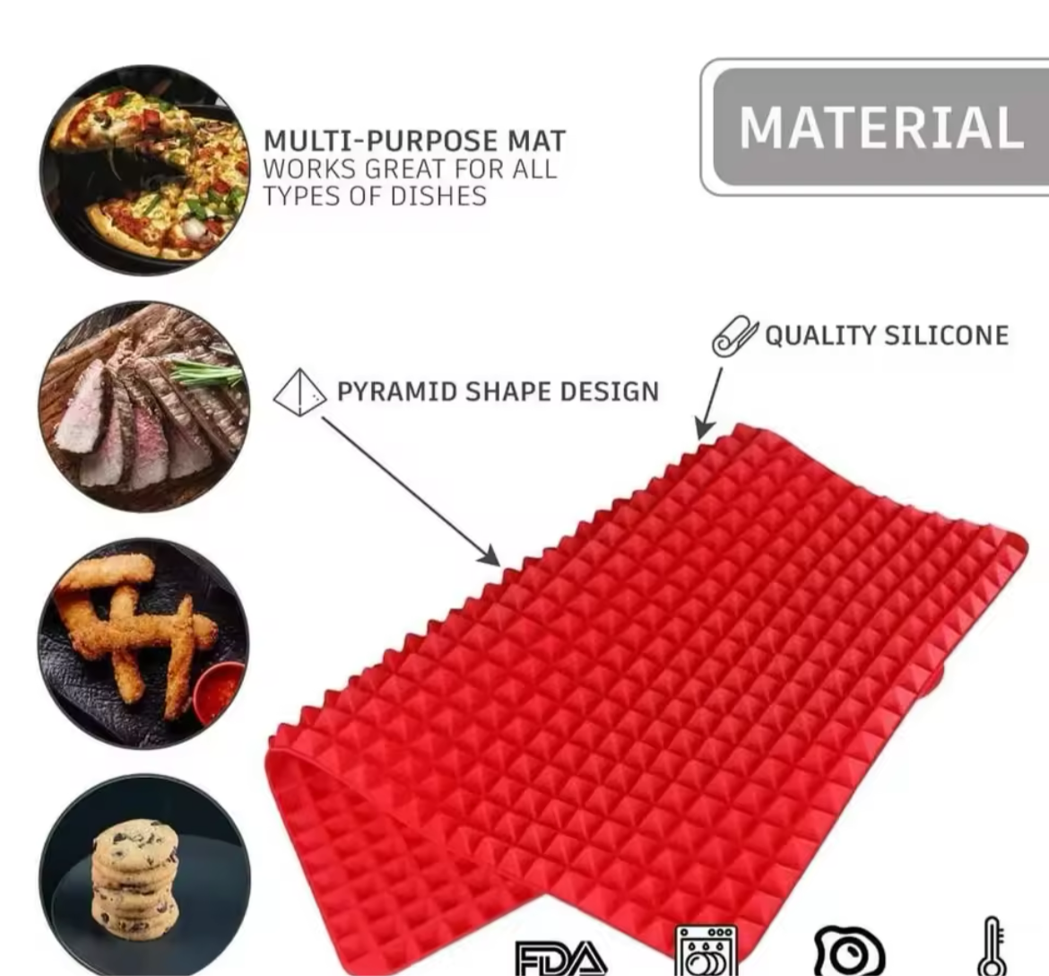 Non-Stick Silicone Pyramid Cooking Mat Baking Mat With Grid Versatile Oven BBQ Cooking Mat Heat-Resistant Mat Kitchen Tools Kitchen Gadgets