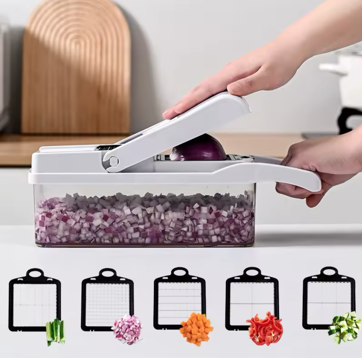 26 piece set of multifunctional vegetable slicer, household planer, kitchen cutting utensil, onion slicer, diced and diced