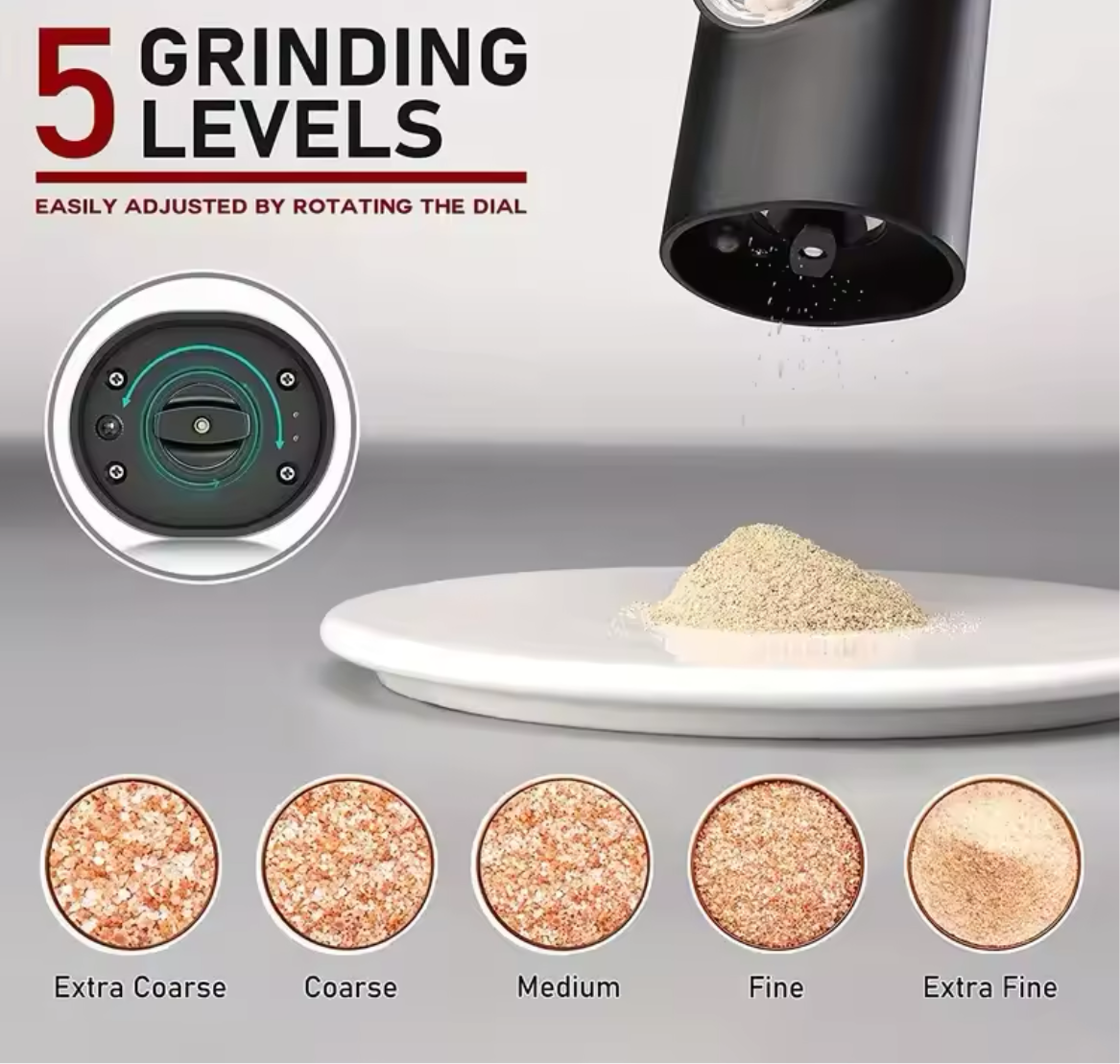 Automatic Pepper Grinder Salt And Pepper Grinder USB Rechargeable Adjustable Coarseness Spice Mill With LED Light Kitchen Tool Jo