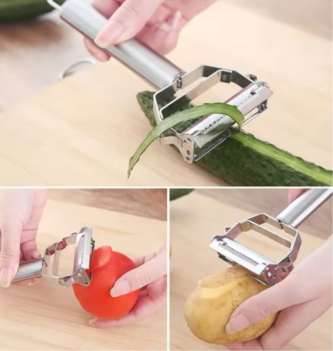 4 in 1 Stainless Steel Multi-function Peeler Slicer Vegetable Fruit Potato Cucumber Grater Portable Sharp Kitchen Accessory Tool