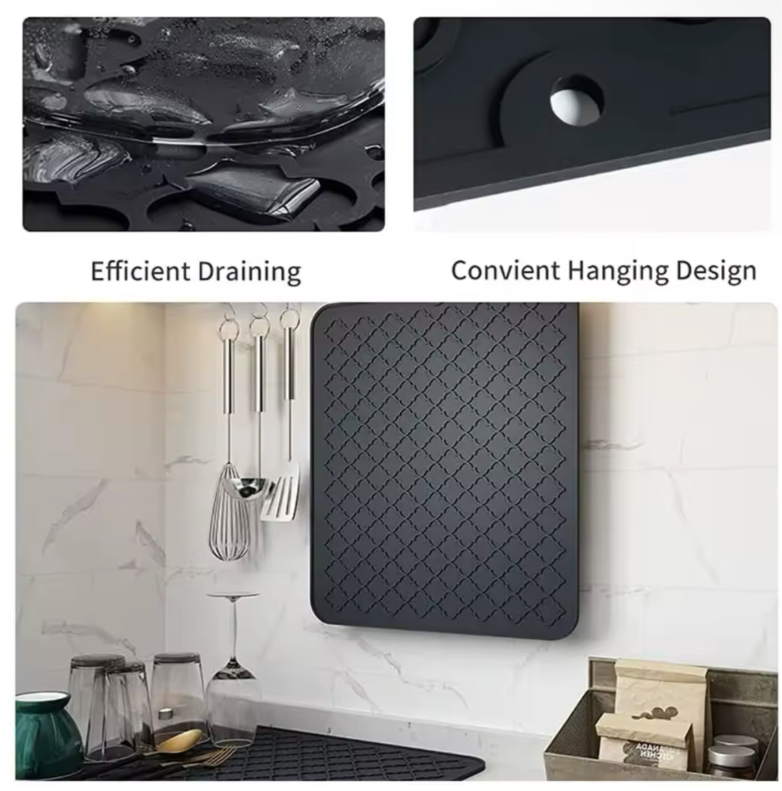 Drying Mat,Kitchen Mat Silicone Dish Drying Mat-Kitchen Dish Drying Pad Heat Resistant Mat-Kitchen Gadgets Kitchen Accessories K