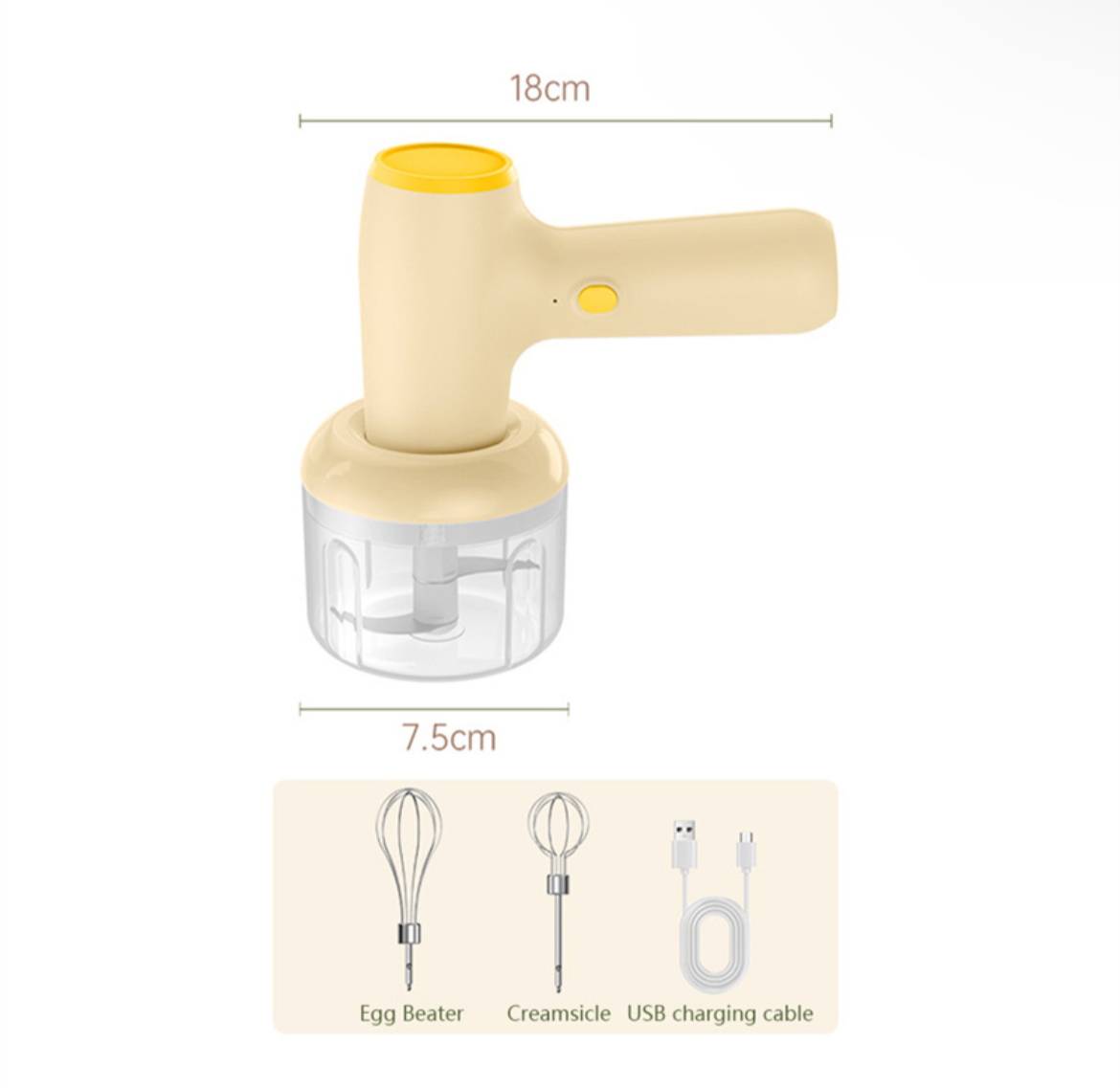 2 In 1 Electric Garlic Chopper USB Rechargeable Vegetable Chili Meat Ginger Masher Handheld Multipurpose Kitchen Gadgets