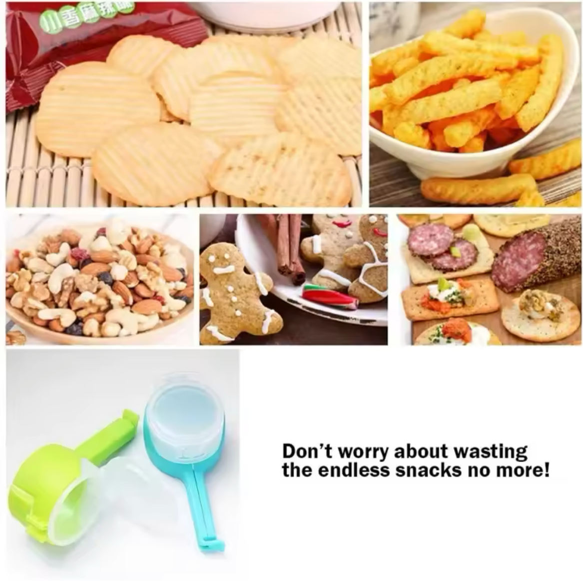 Snack Sealing Clip Fresh Keeping Sealer Clamp Plastic Helper Food Saver Travel Kitchen Gadgets Seal Pour Food Storage Bag Clip