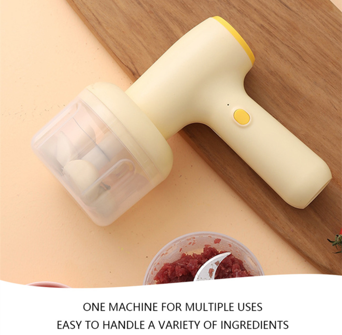 2 In 1 Electric Garlic Chopper USB Rechargeable Vegetable Chili Meat Ginger Masher Handheld Multipurpose Kitchen Gadgets
