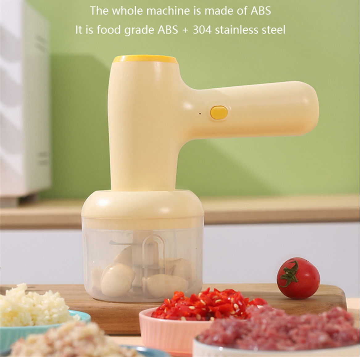 2 In 1 Electric Garlic Chopper USB Rechargeable Vegetable Chili Meat Ginger Masher Handheld Multipurpose Kitchen Gadgets